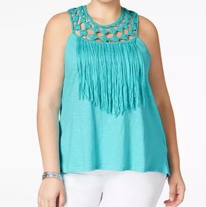 Jessica Simpson Sleeveless Fringe Top